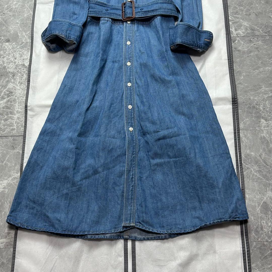 美品♡ラルフローレン　デニムシャツワンピース　ベルト　ロング　長袖　リネン