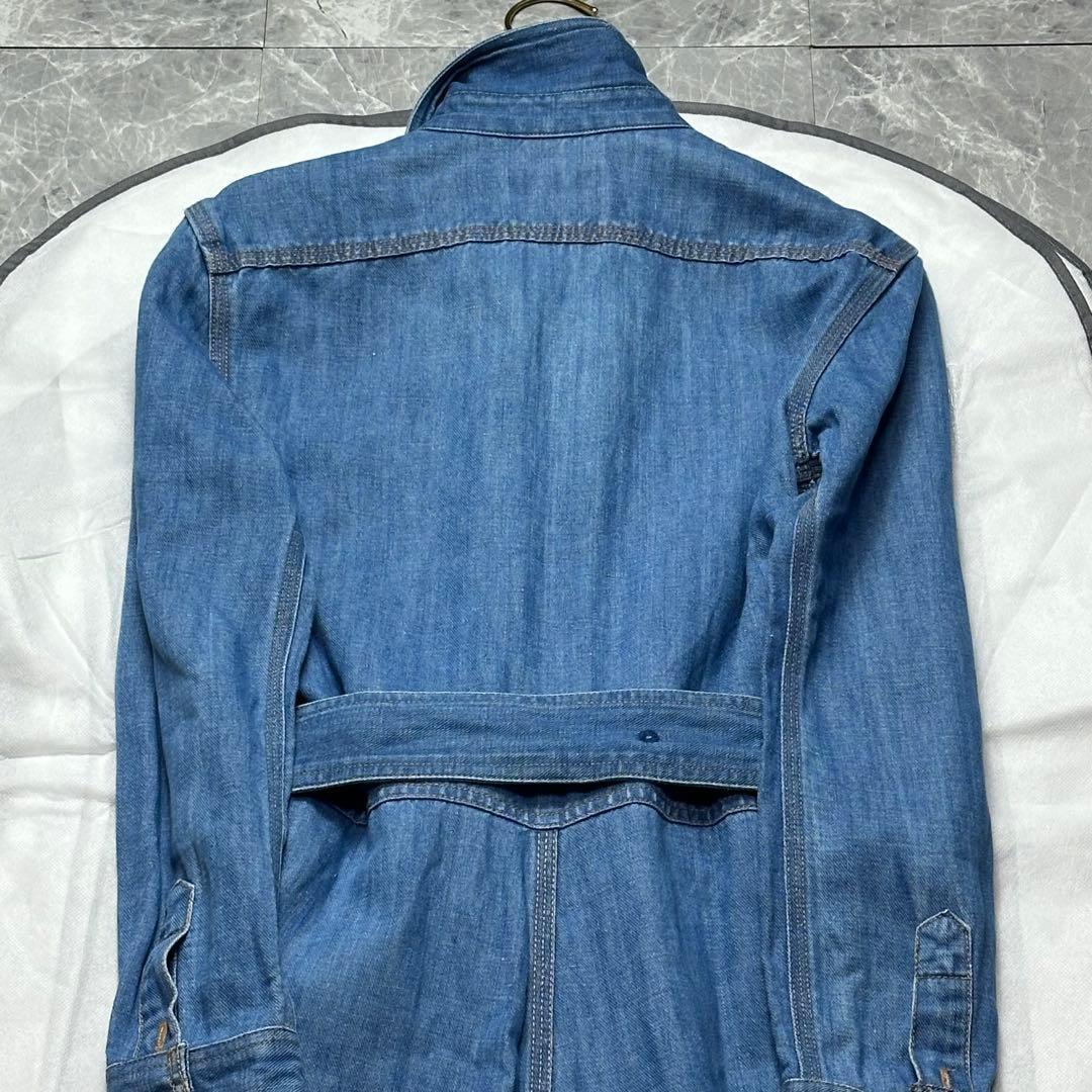 美品♡ラルフローレン　デニムシャツワンピース　ベルト　ロング　長袖　リネン