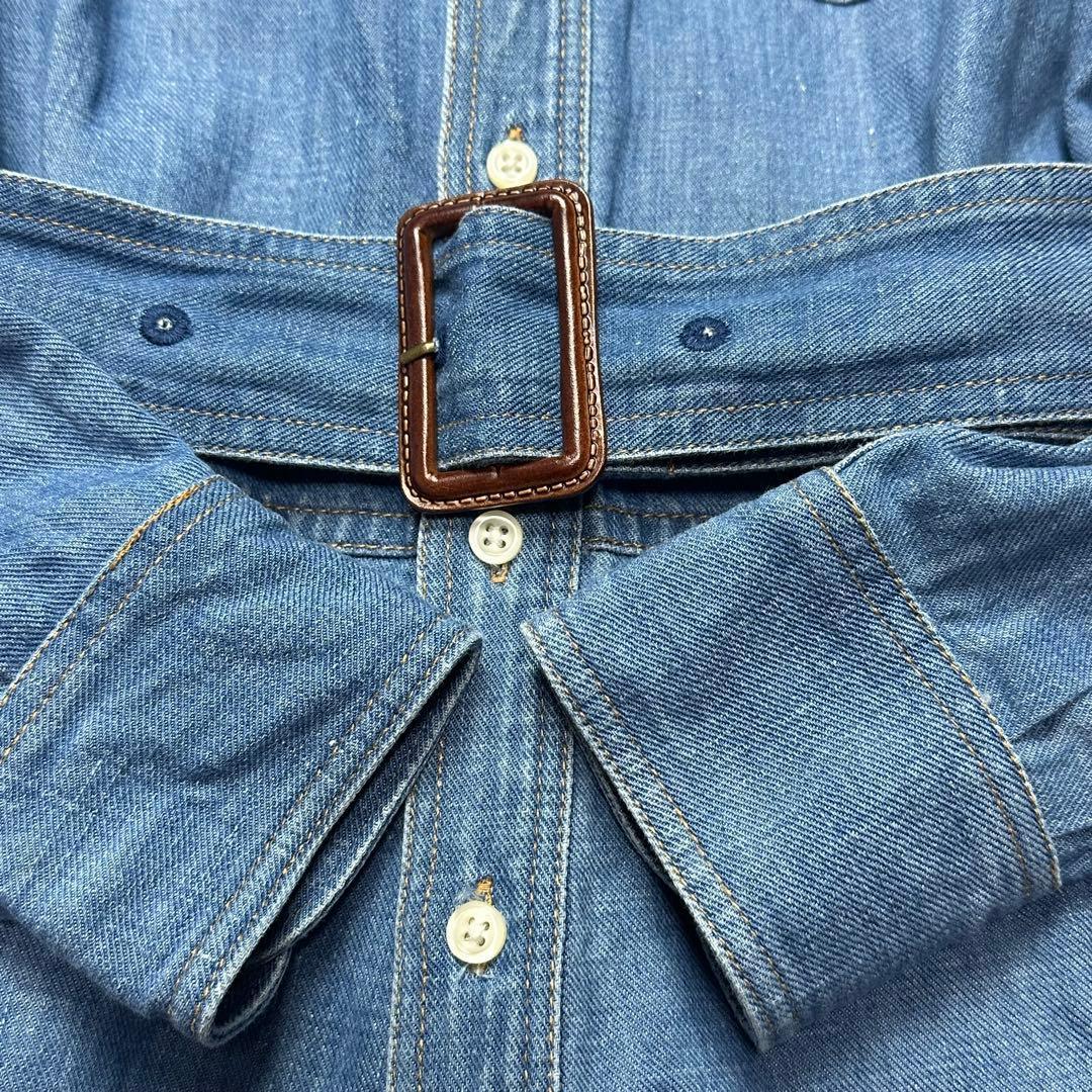 美品♡ラルフローレン　デニムシャツワンピース　ベルト　ロング　長袖　リネン
