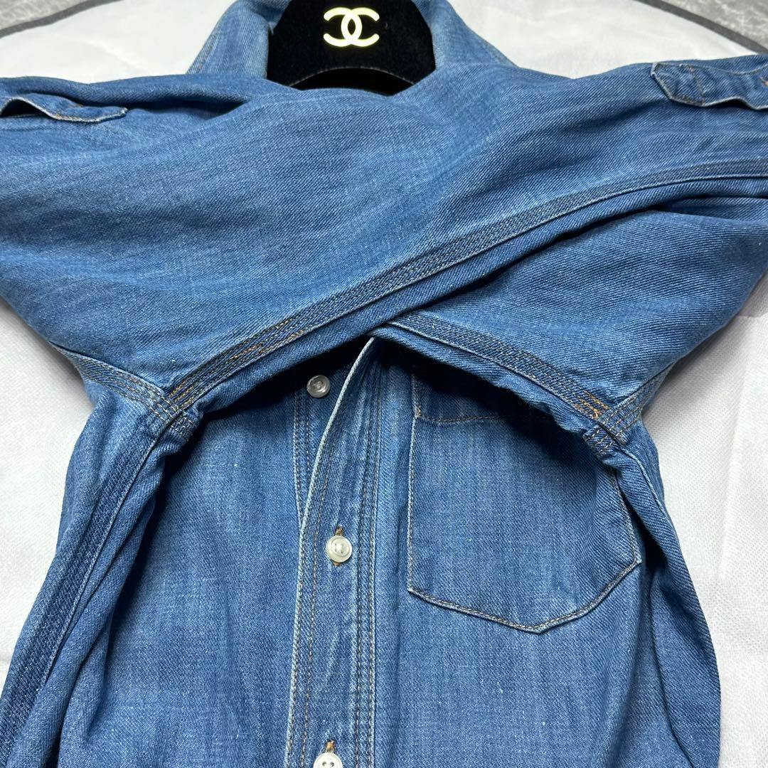 美品♡ラルフローレン　デニムシャツワンピース　ベルト　ロング　長袖　リネン