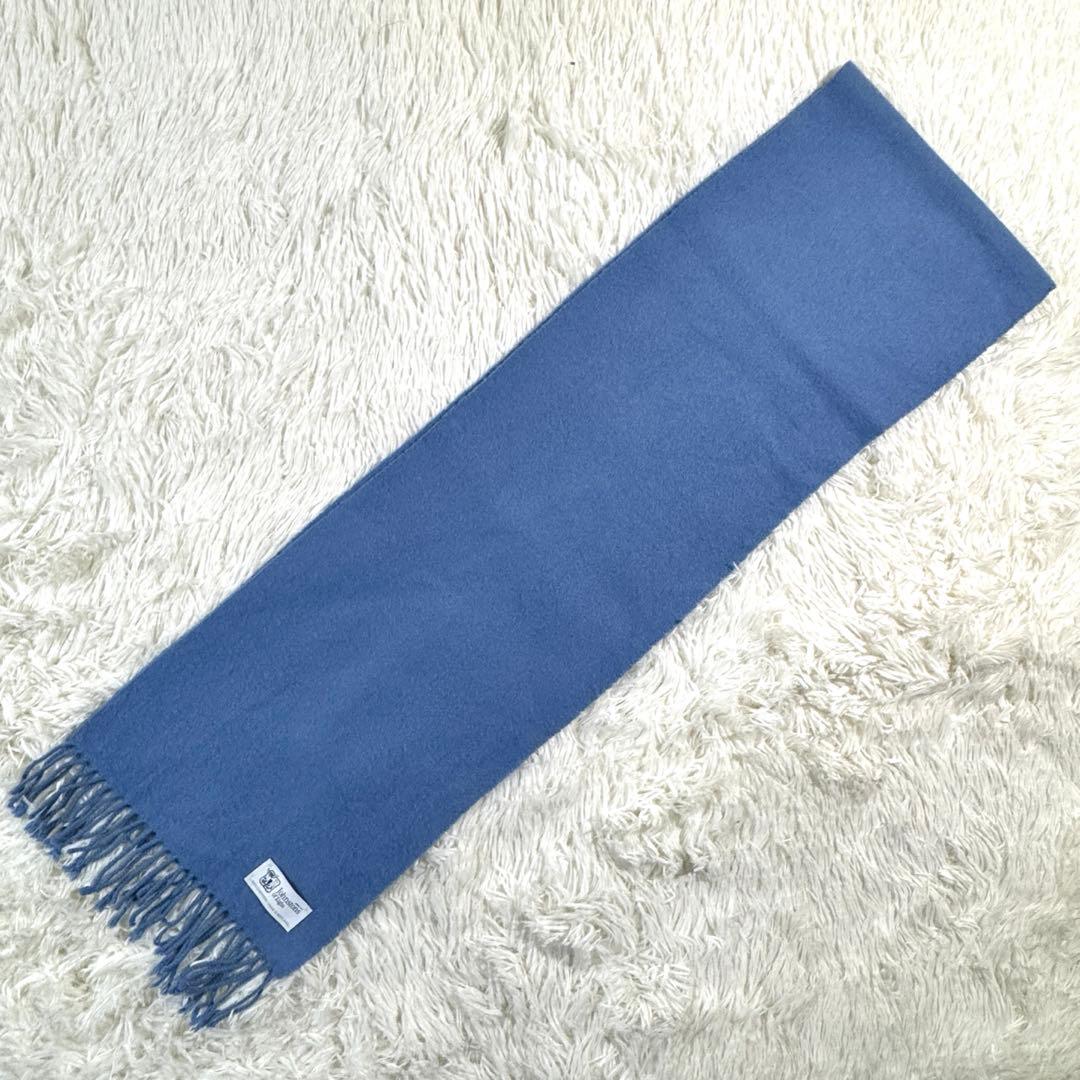美品✨ ジョンストンズ オブ エルガン カシミヤ100% マフラー ブルー