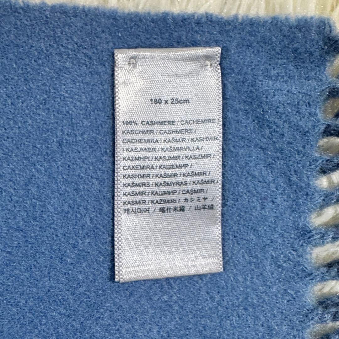 美品✨ ジョンストンズ オブ エルガン カシミヤ100% マフラー ブルー