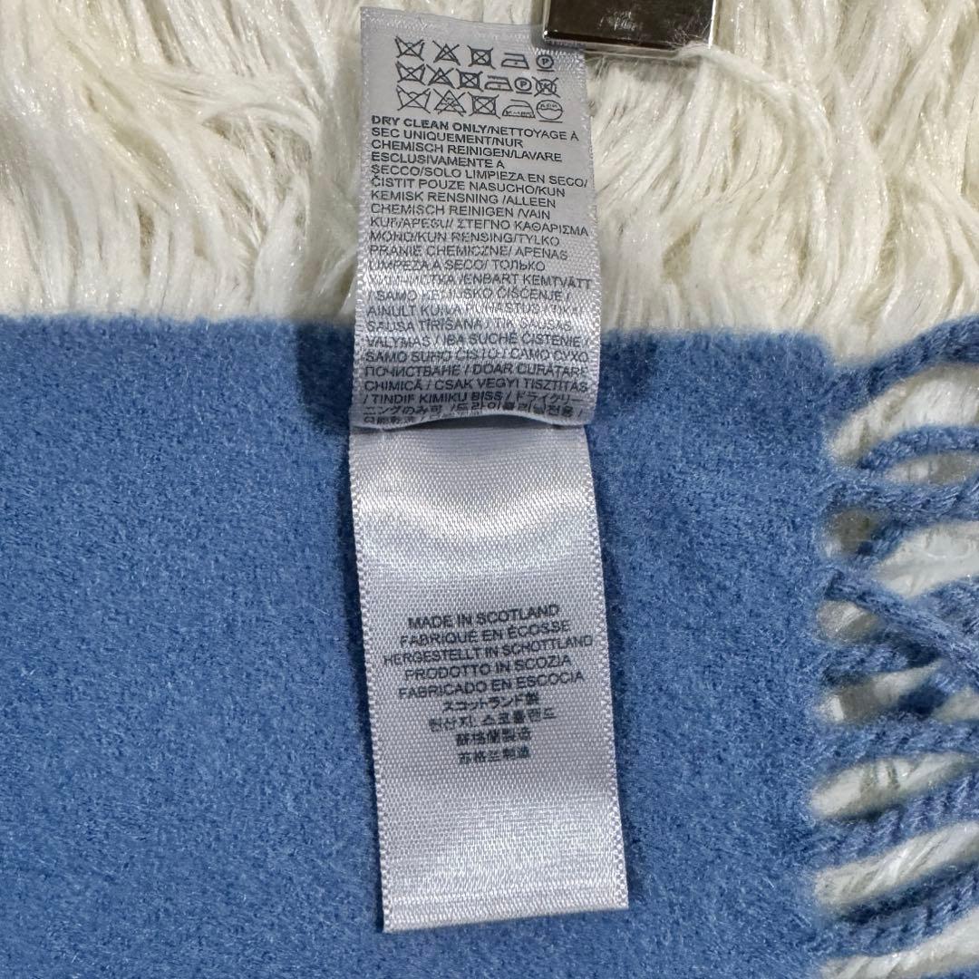 美品✨ ジョンストンズ オブ エルガン カシミヤ100% マフラー ブルー