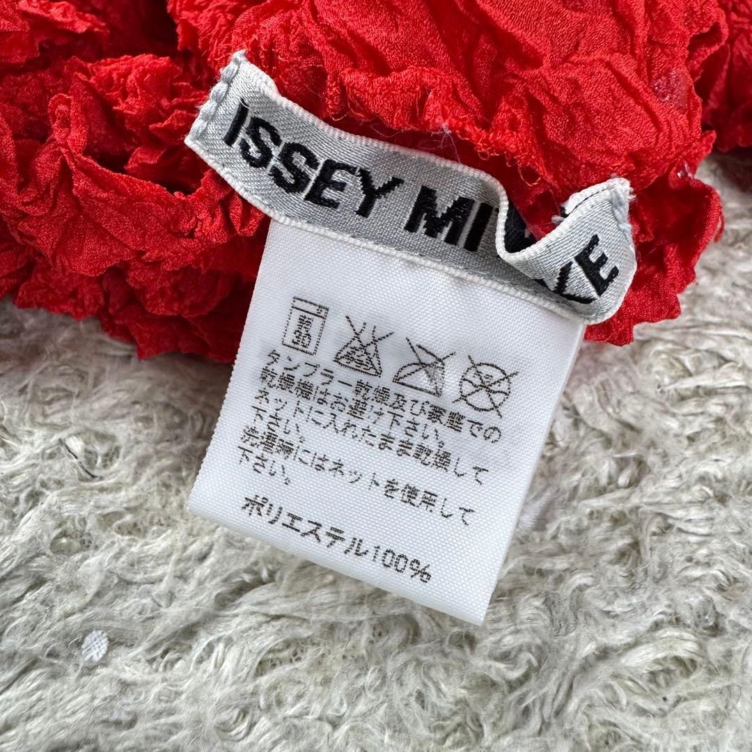 希少★ISSEY MIYAKE シワ加工 箔 カットソー 長袖 レッド