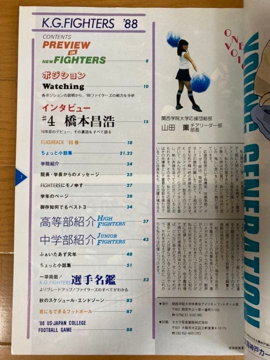 関西学院ファイターズ1988年イヤーブック