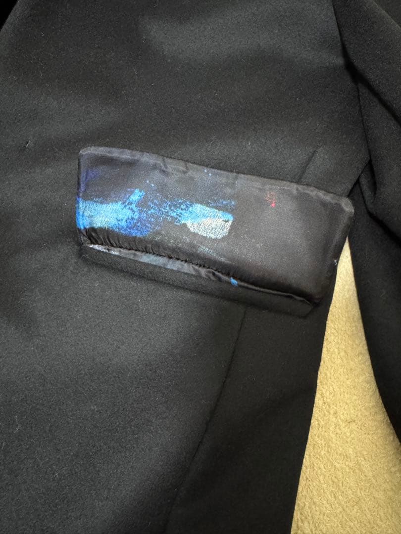 ポールスミス チェスターコート ロング丈 裏デザイン柄 ブラック