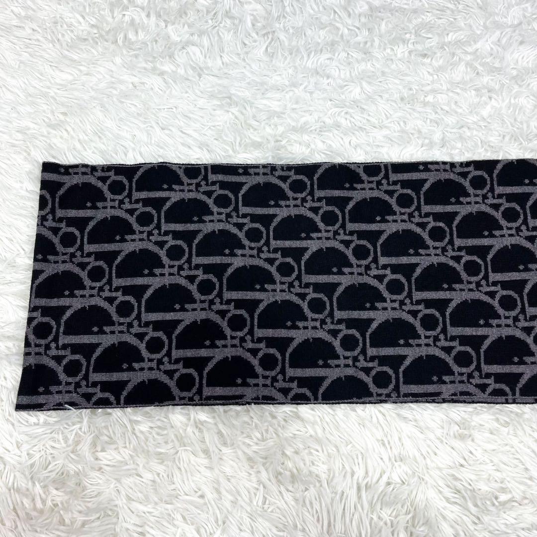 美品 クリスチャンディオール 大きいトロッター柄 マフラー ウール ユニセックス