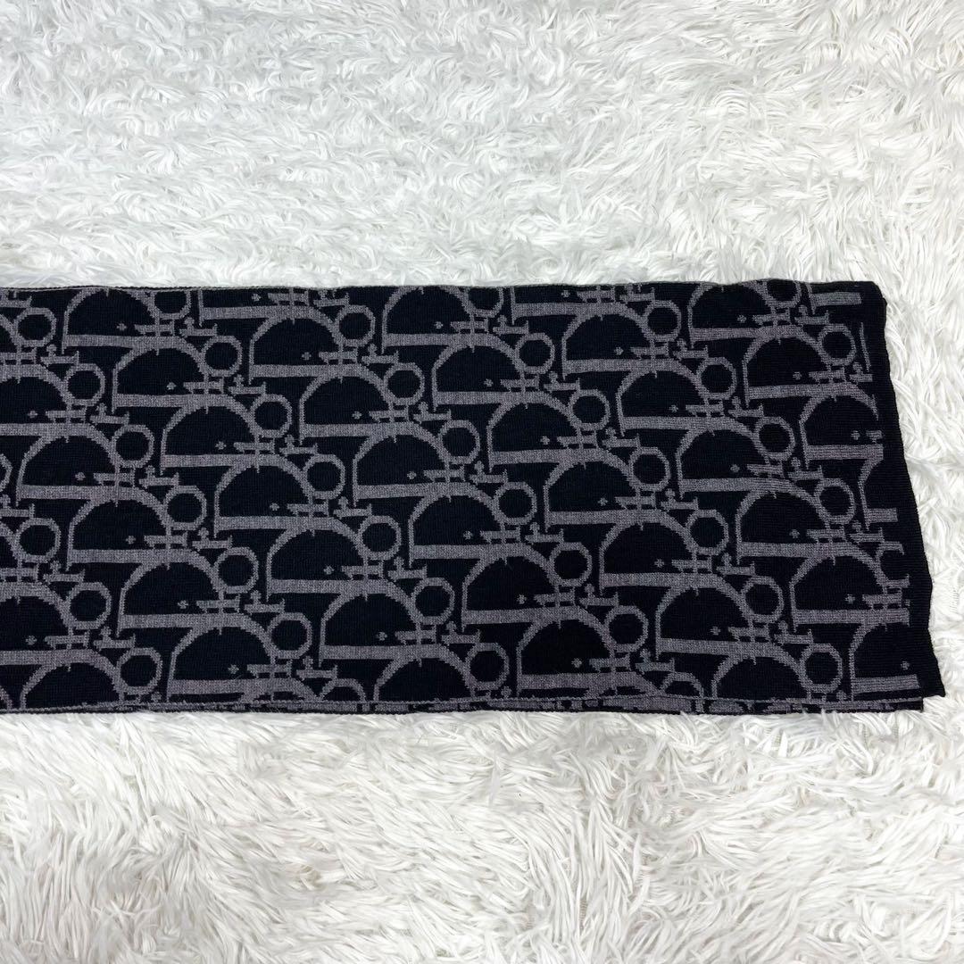 美品 クリスチャンディオール 大きいトロッター柄 マフラー ウール ユニセックス