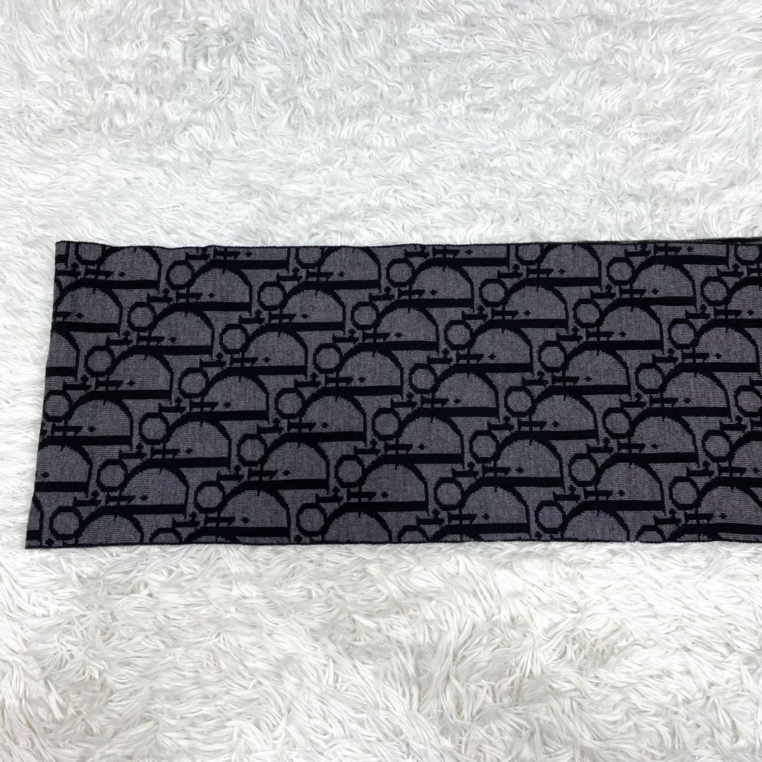 美品 クリスチャンディオール 大きいトロッター柄 マフラー ウール ユニセックス