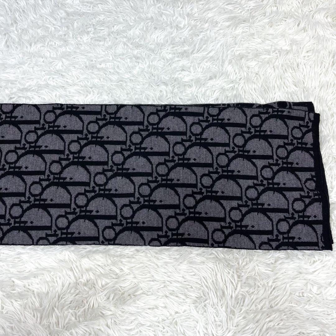 美品 クリスチャンディオール 大きいトロッター柄 マフラー ウール ユニセックス