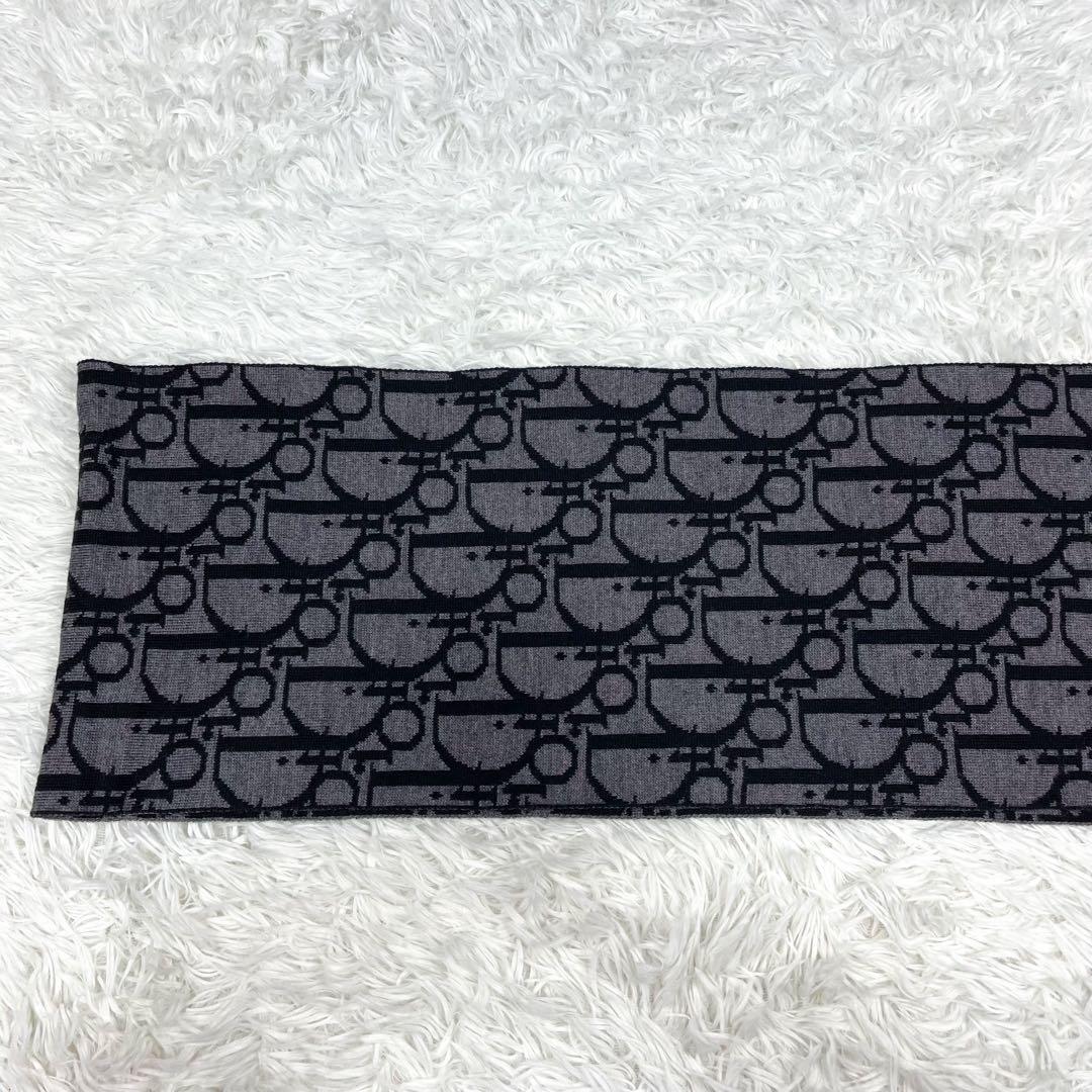 美品 クリスチャンディオール 大きいトロッター柄 マフラー ウール ユニセックス