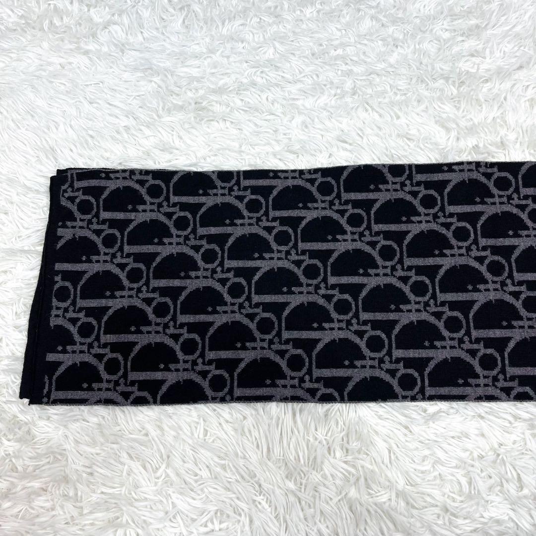 美品 クリスチャンディオール 大きいトロッター柄 マフラー ウール ユニセックス