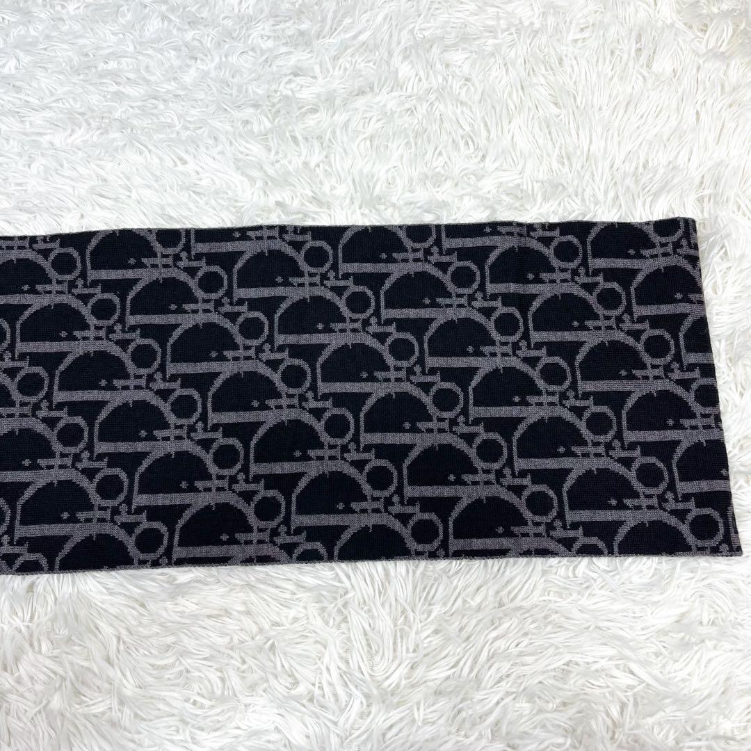 美品 クリスチャンディオール 大きいトロッター柄 マフラー ウール ユニセックス