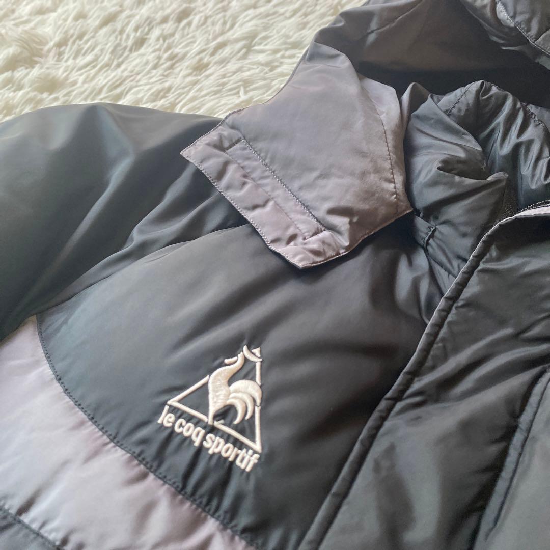 美品希少大サイズO ルコックle coq sportifベンチコート黒ビックロゴ