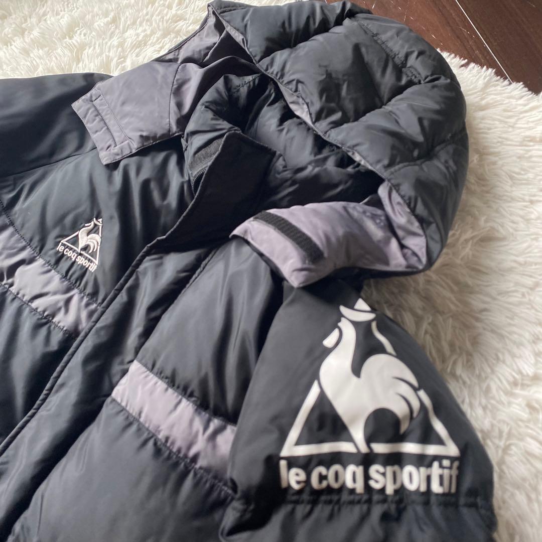 美品希少大サイズO ルコックle coq sportifベンチコート黒ビックロゴ