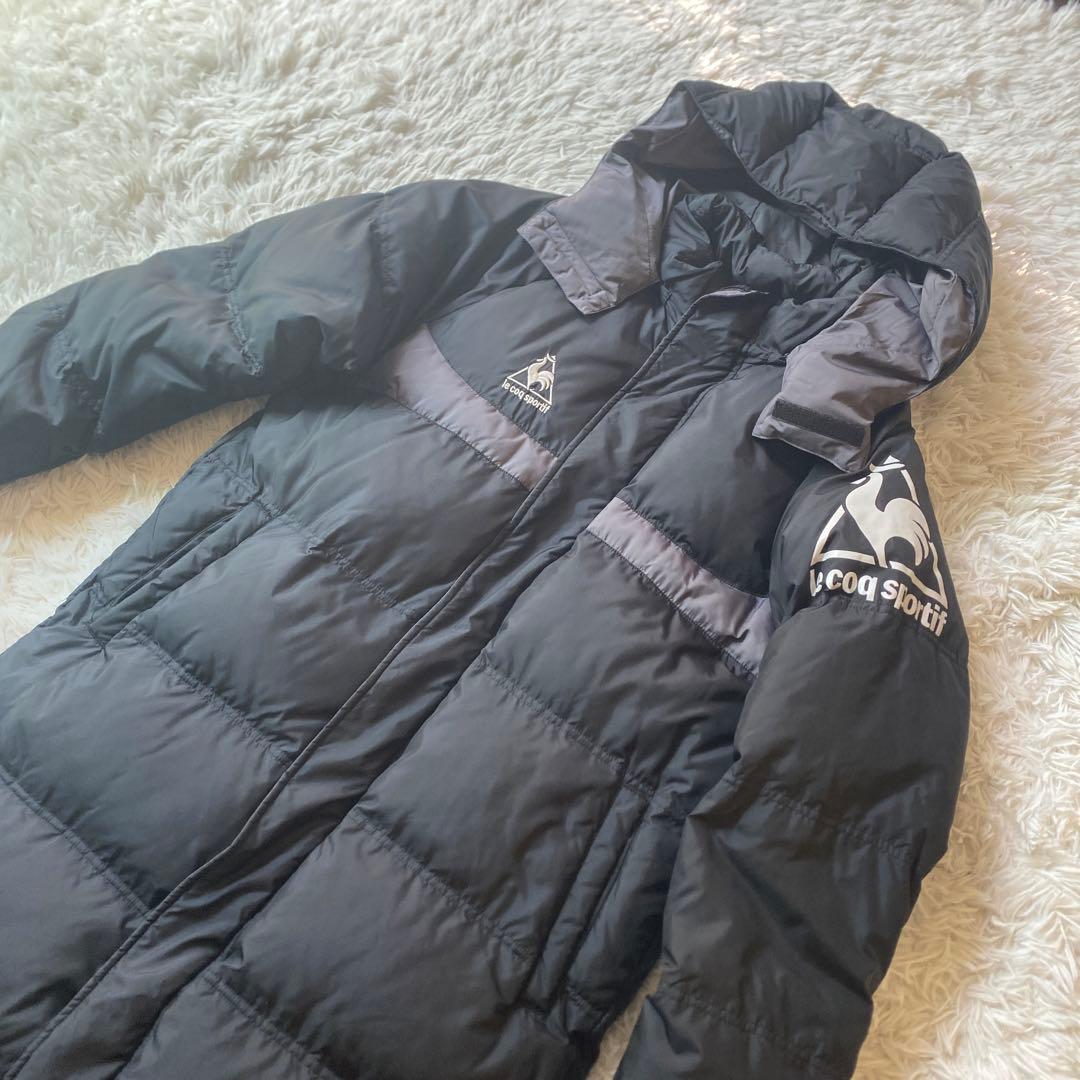 美品希少大サイズO ルコックle coq sportifベンチコート黒ビックロゴ