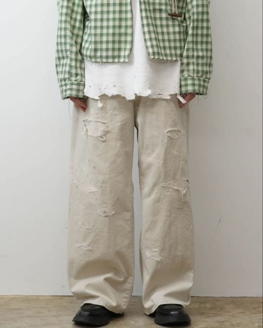 パンツ ancellm REMAKE WIDE CHINOTROUSERS(BEIGE)