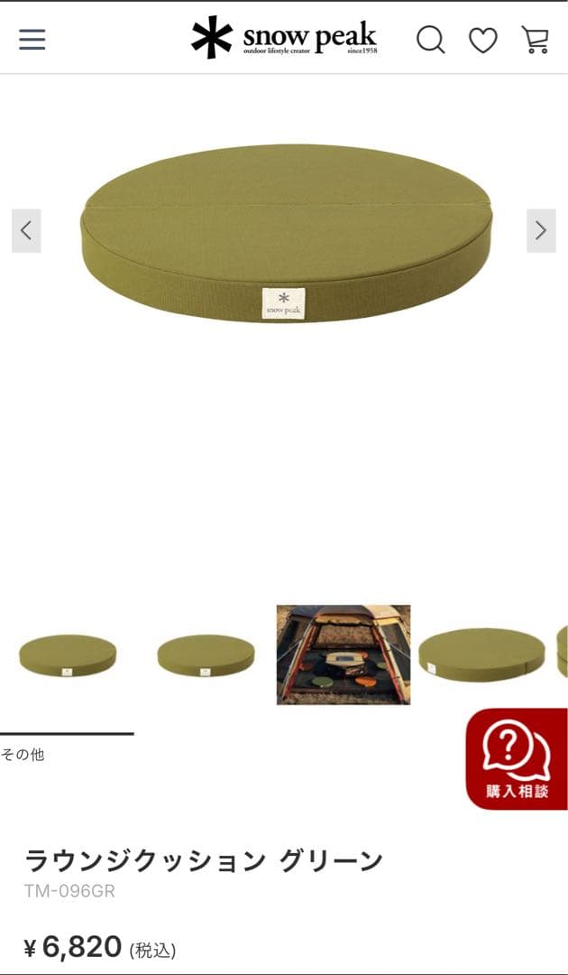 【2個セット・新品未使用】スノーピーク　ラウンジクッション グリーン 円形