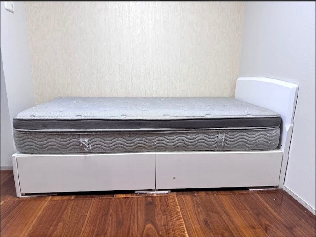 【山形県内引取限定】ニトリ シンプル　シングルベッドフレーム収納付き マットレス