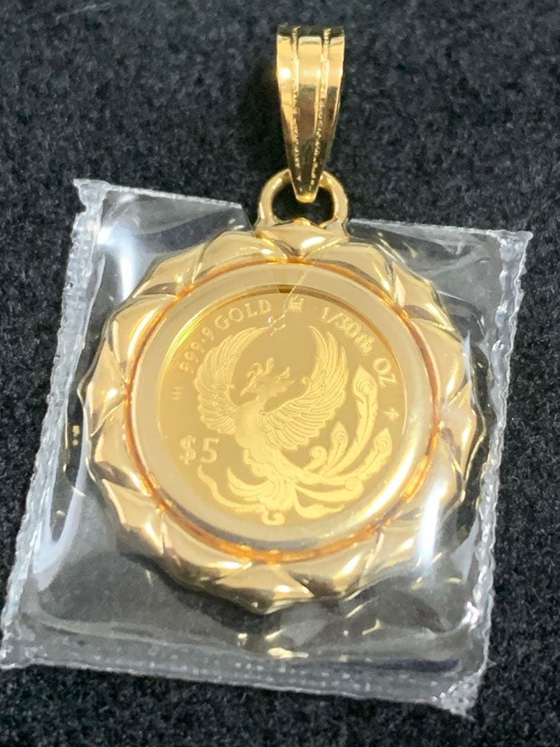 フェニックスチャーム　ペンダントトップ　ネックレス　K24×K18