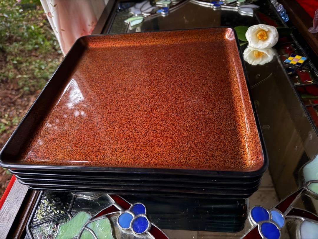 2158様感謝‼️蔵出しJAPAN GOZEN天然木　梨地最高級布着砂子御膳 5客