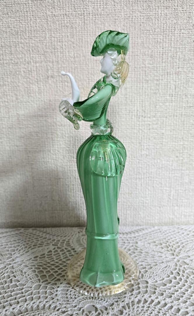 ベネチアングラス 人形 Murano グリーン