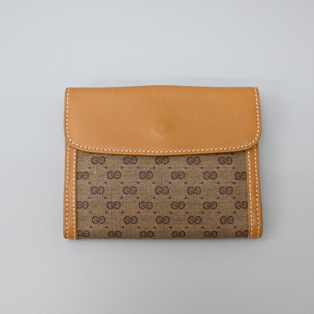 ■ 48348★年 グッチ マイクロGG 2つ折財布 オールドグッチ ベージュ*