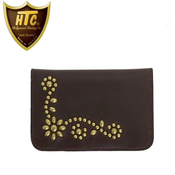 HTC ミディアムウォレット キーホルダー フラワーモチーフ ダークブラウン