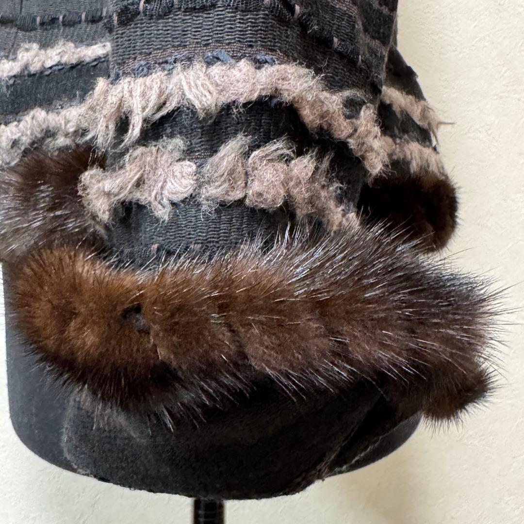 Rene ルネ TISSUE社 ツイードジャケット スタンドカラー 36 ミンク