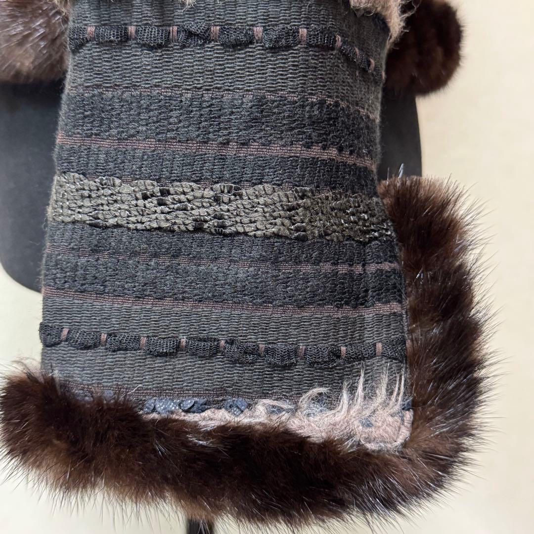 Rene ルネ TISSUE社 ツイードジャケット スタンドカラー 36 ミンク