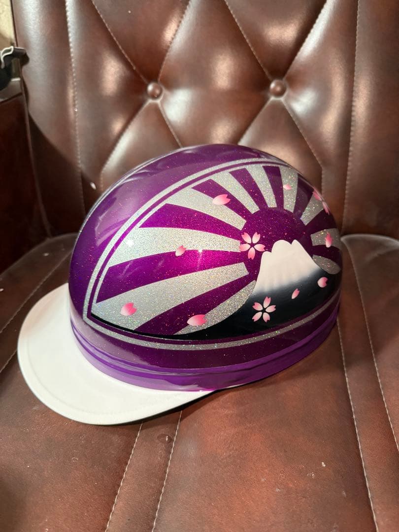 紫日章　虹色ラメベース　コルク半