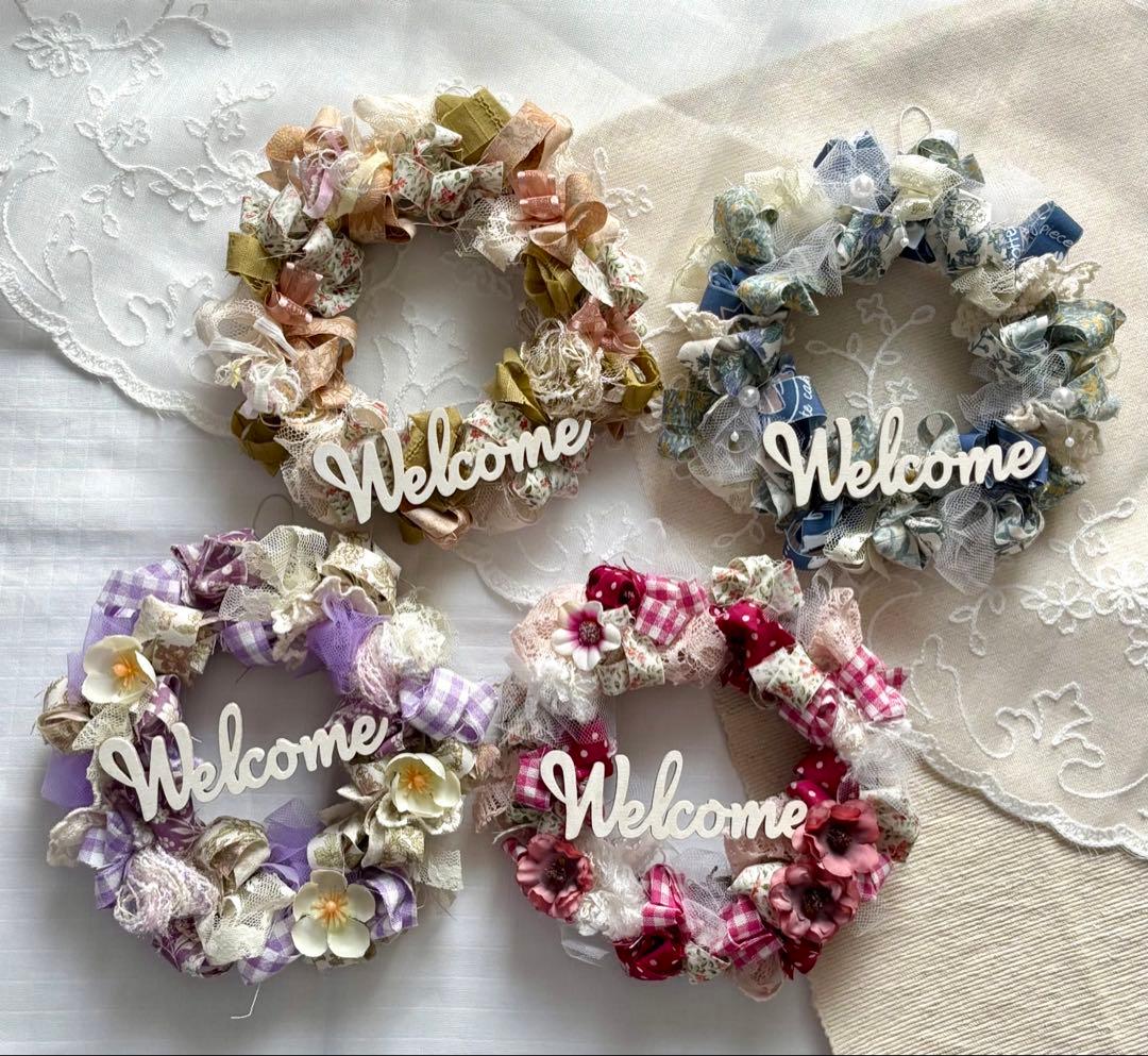 ふわふわ布リース1点❤︎ミニ布リース4点