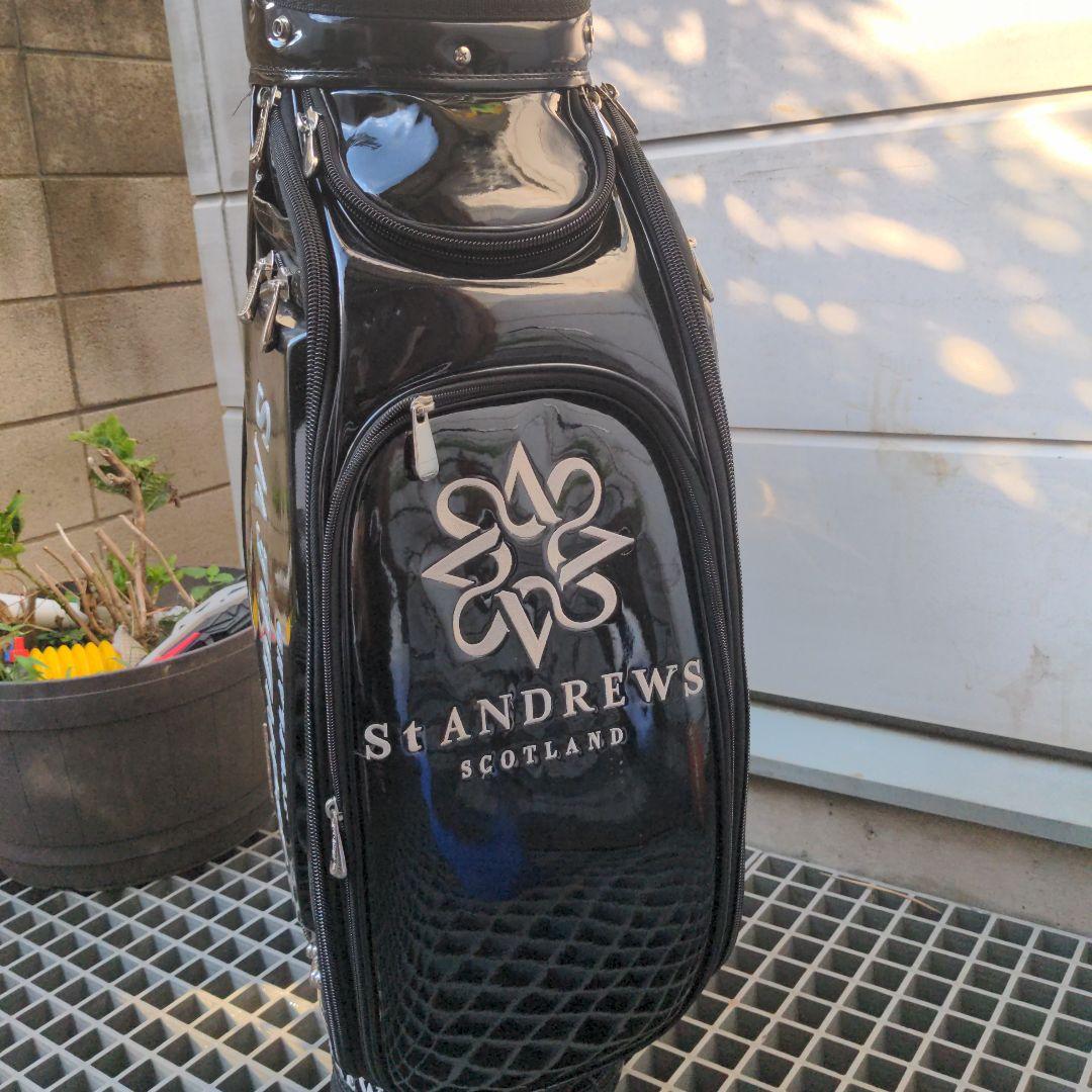 SANDREWS キャディバッグ 　ブラックエナメルと　　　 ヘッドカバーセット