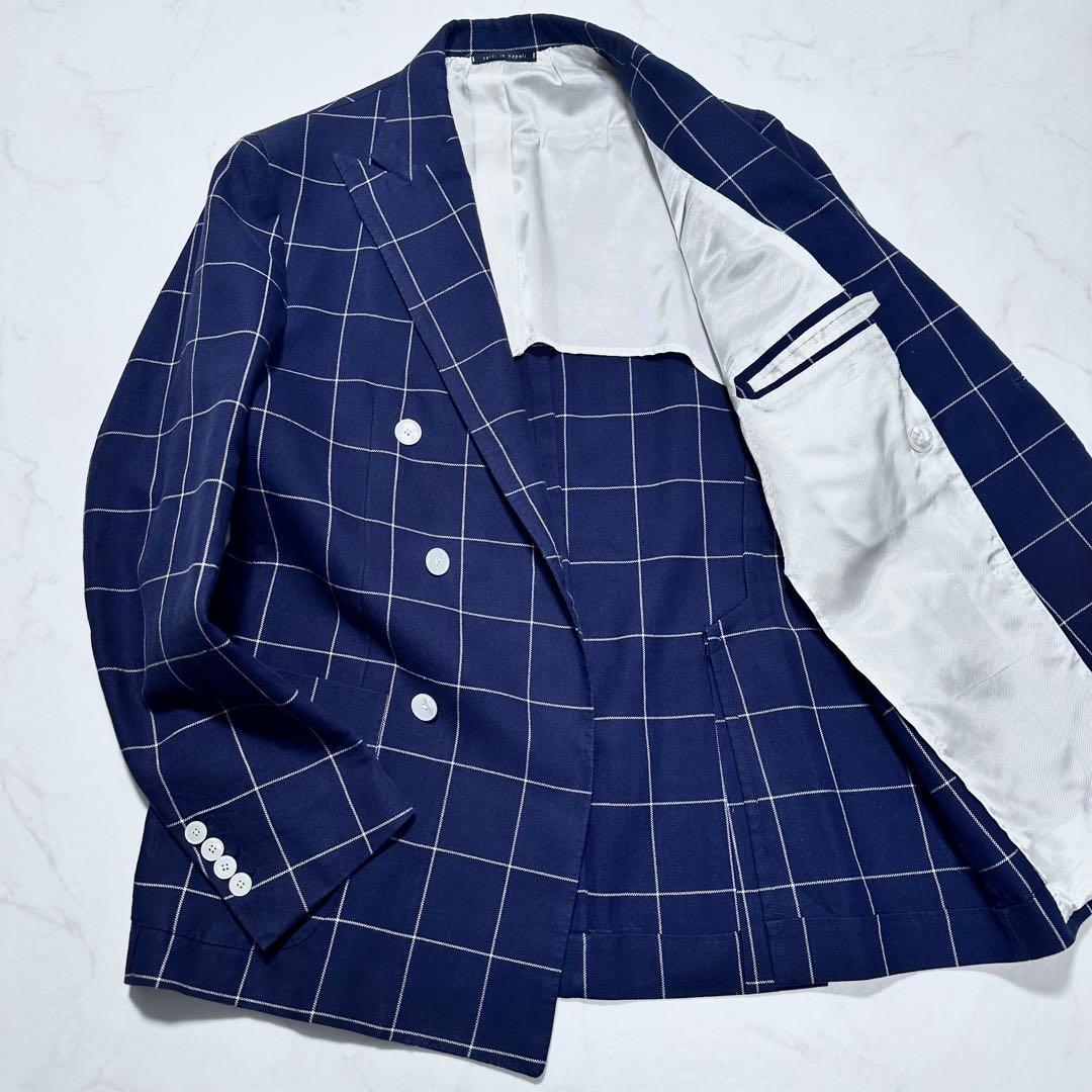 XL相当◎デペトリロ Vesuvio ダブルブレストテーラードジャケット 紺50