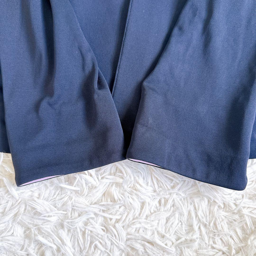 レオナール カンカン素材　テーラードジャケット　羽織り　フラワー　黒