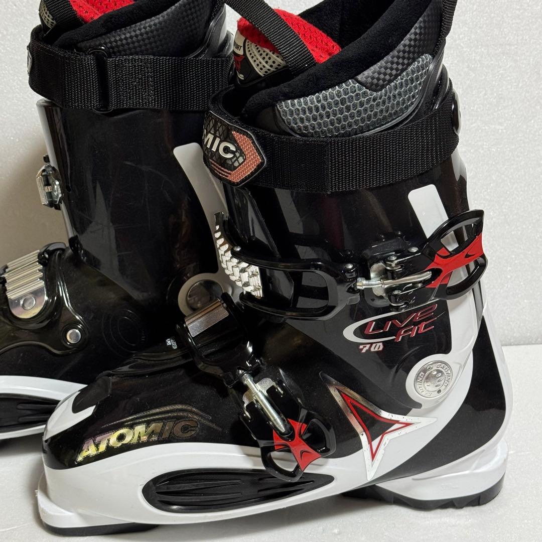 28-28.5cm スキーブーツ黒色ブラックホワイト初心者329mmATOMIC