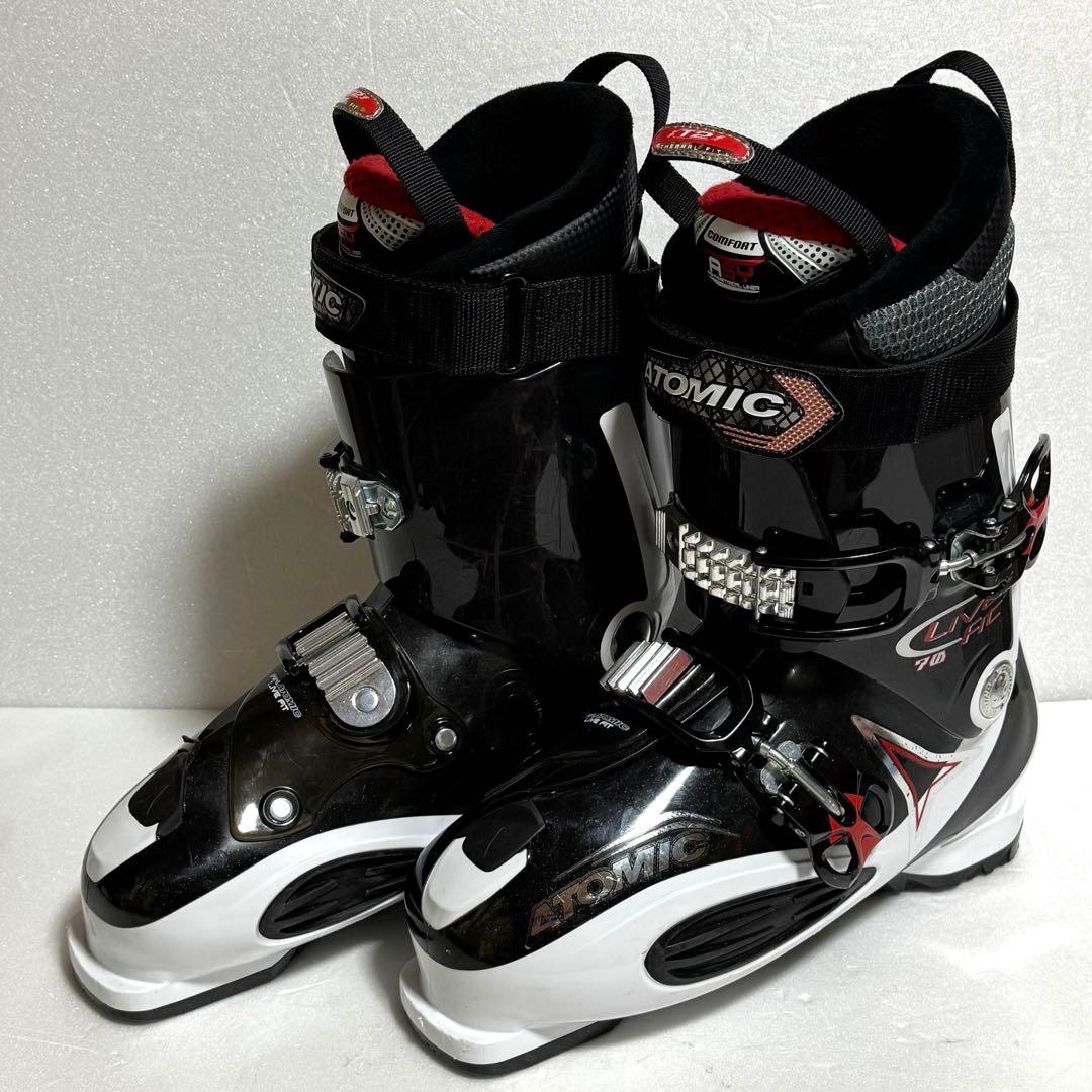 28-28.5cm スキーブーツ黒色ブラックホワイト初心者329mmATOMIC