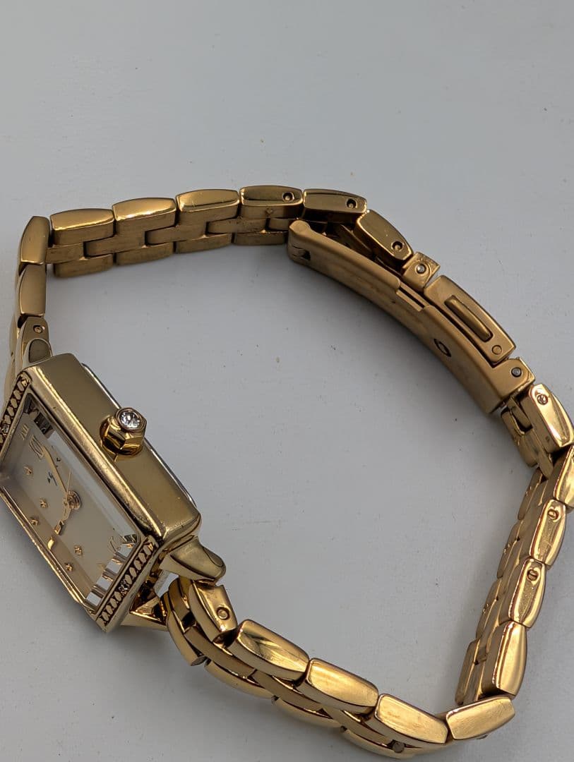 agate アガット レディース腕時計☆ゴールド3針レクタンギュラー☆電池交換済