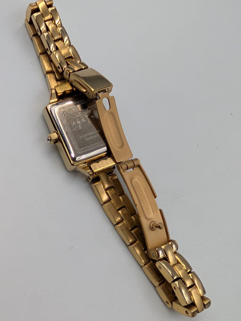 agate アガット レディース腕時計☆ゴールド3針レクタンギュラー☆電池交換済