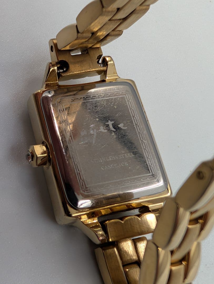 agate アガット レディース腕時計☆ゴールド3針レクタンギュラー☆電池交換済