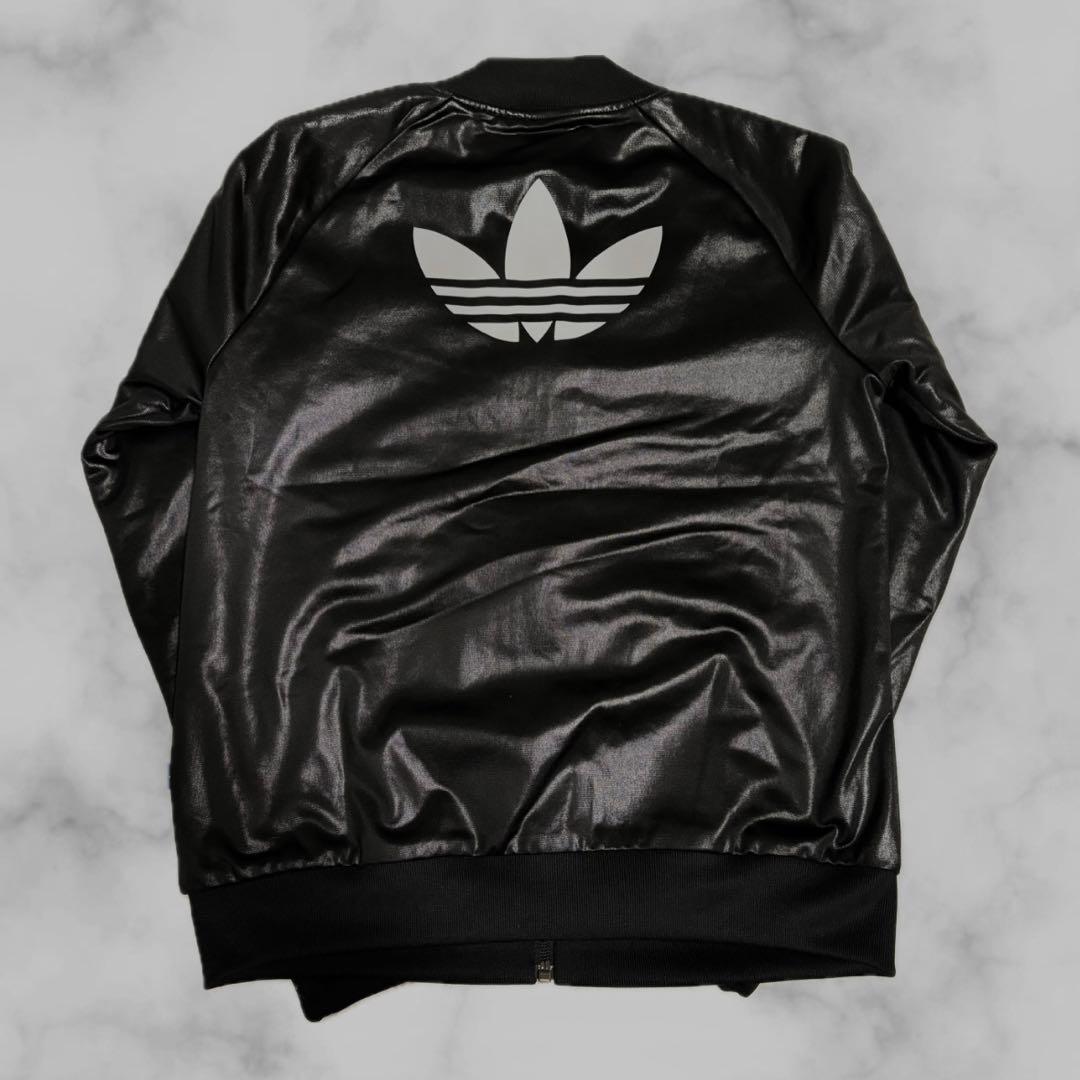adidas レザートラックジャケット　短丈　海外限定版