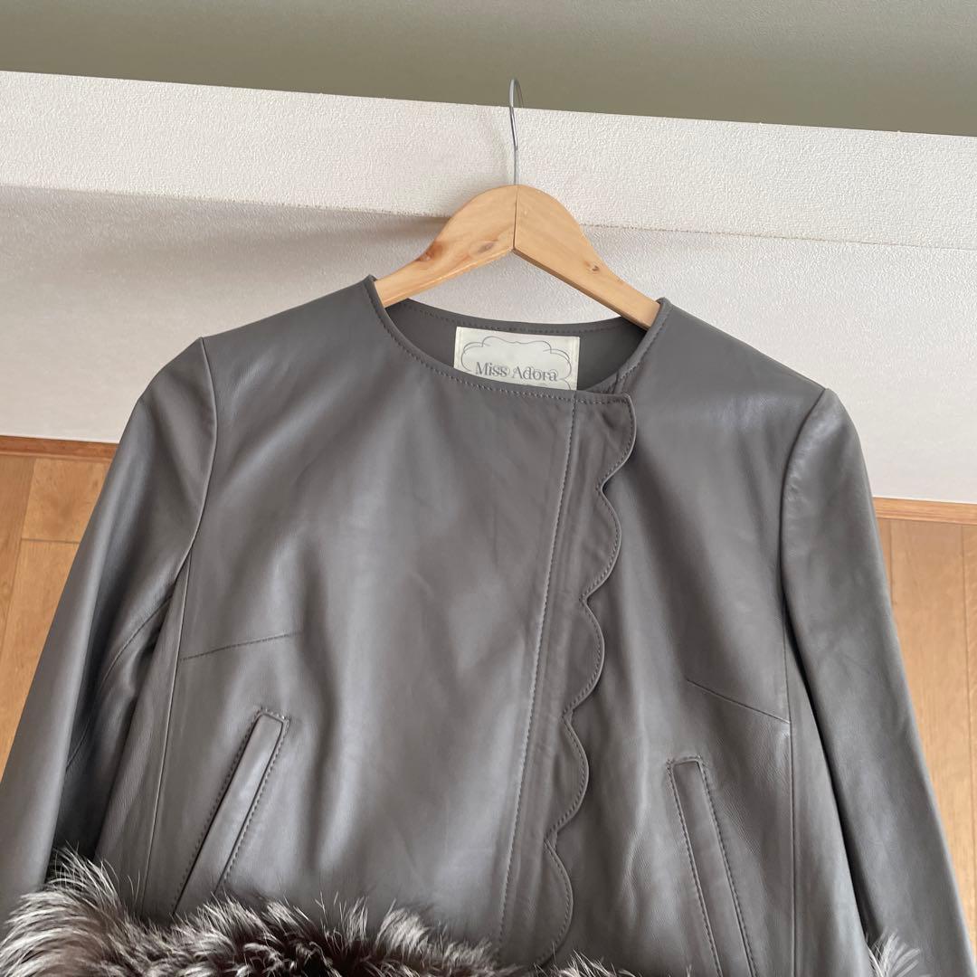 miss adora ミスアドラ ファー付ラムレザージャケットフォックスファー