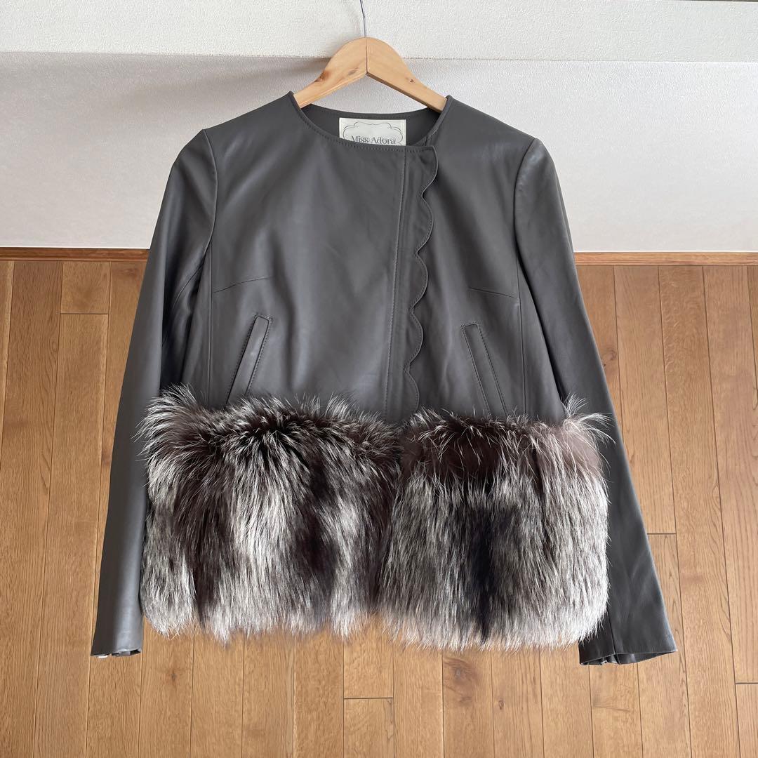miss adora ミスアドラ ファー付ラムレザージャケットフォックスファー