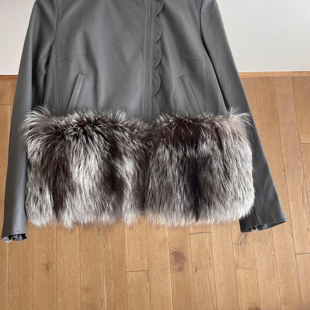 miss adora ミスアドラ ファー付ラムレザージャケットフォックスファー