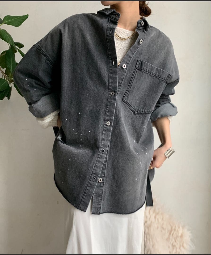 DouDou ダメージデニムシャツ