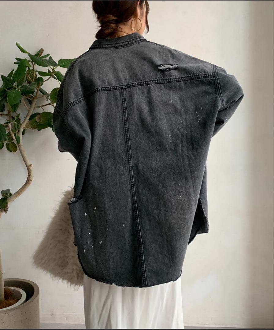 DouDou ダメージデニムシャツ