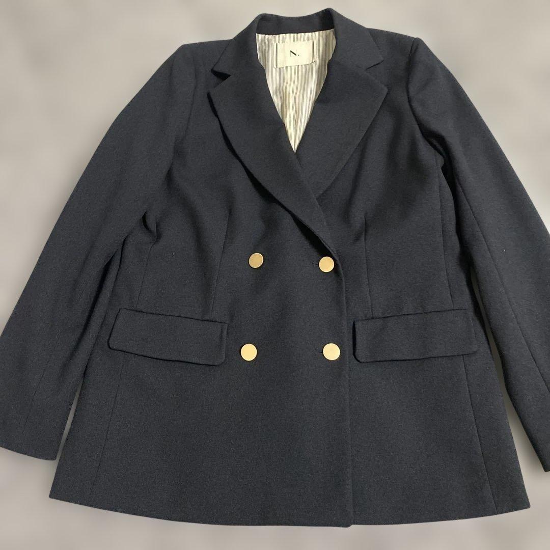 新品エヌナチュラルビューティーベーシックテーラードダブルジャケット　ネイビー　S