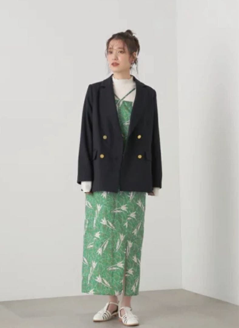 新品エヌナチュラルビューティーベーシックテーラードダブルジャケット　ネイビー　S