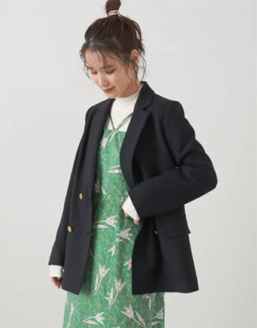 新品エヌナチュラルビューティーベーシックテーラードダブルジャケット　ネイビー　S