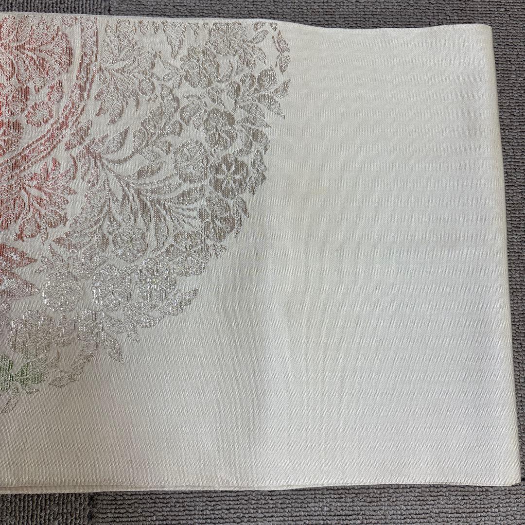 本袋帯【龍村平蔵製】宝鏡唐華文 瑞花 宝相華 お太鼓柄 金色 ベージュ 逸品